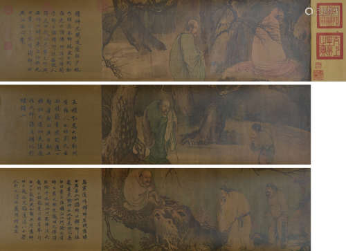 1950年代上海博物馆影印“宋人画八高僧故实”珂罗版手卷一卷。是作长...