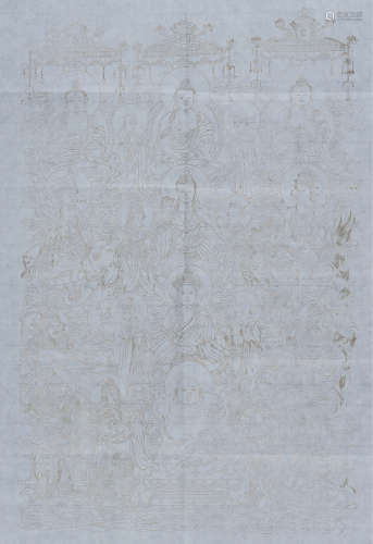 旧制 宣纸刊印释迦摩尼千佛像木刻版画一大批共计20张。