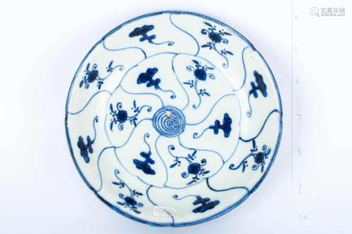 20TH CENTURY BLUE AND WHITE PATTERN PLATE