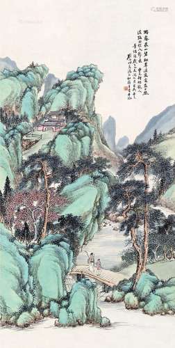 顾颐（1882～1941） 己未（1919）年作 碧山溪路 立轴 设色纸本