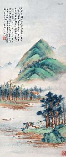 冯超然（1882～1954） 庚午（1930）年作 山中草堂 立轴 设色纸本