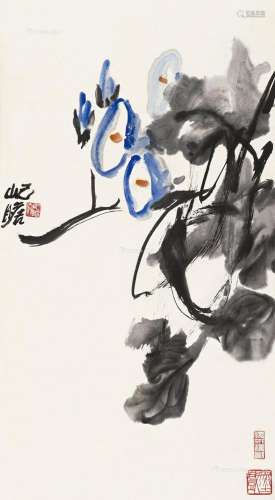 朱屺瞻（1892～1996） 牵牛花 立轴 设色纸本