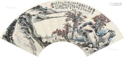 陈衡恪（1876～1923） 癸亥（1923）年作 山居图 扇片 设色纸本