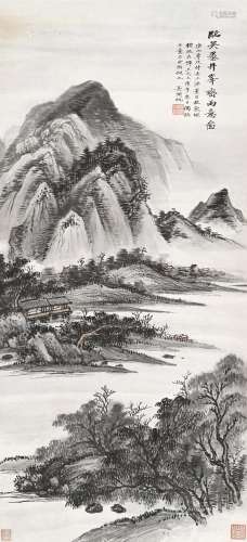 吴湖帆（1894～1968） 庚午（1930）年作 峰峦雨意 立轴 设色纸本