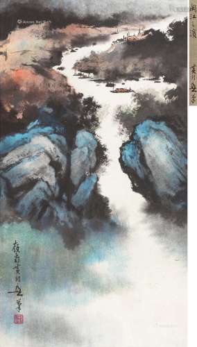 黄幻吾（1906～1985） 闽江之滨 立轴 设色纸本