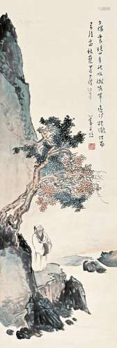 溥儒（1896～1963） 松下高士 立轴 设色纸本