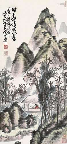 蒲华（1832～1911） 山中读书 镜片 设色纸本