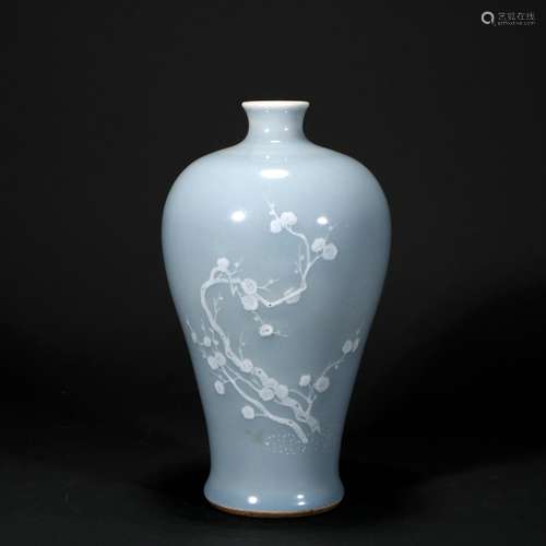 Blue Glaze Porcelain Prunus Bottle, China