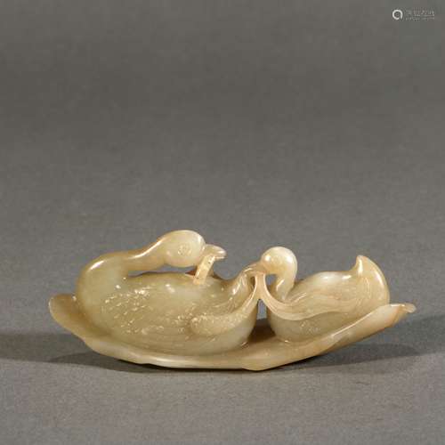 Jade Carving Mandarin Ducks Ornament, China