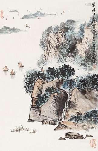 亚明（1924～2002） 癸亥（1983）年作 太湖之春 立轴 设色纸本