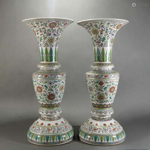 Pair Of Doucai Porcelain 