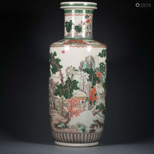 Qing Dynasty Kangxi Period Famille Verte Porcelain Bottle, C...