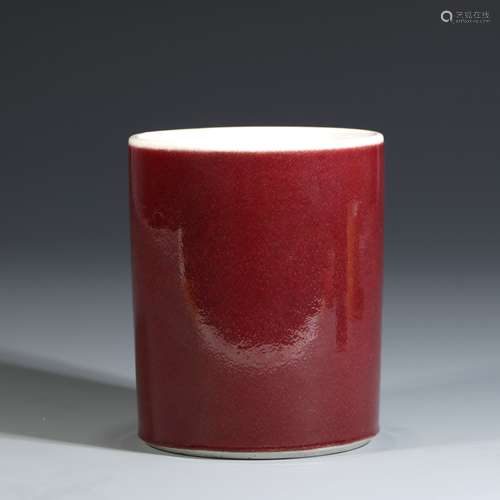 Red Glaze Brush Pot, China