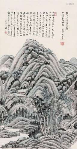 陈曾寿（1878～1949） 富春大岭 立轴 设色纸本