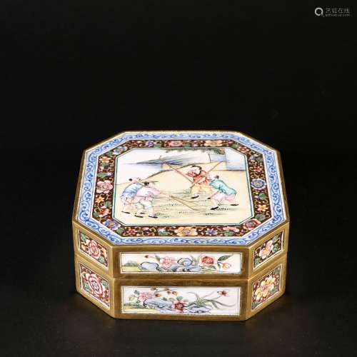 Bronze Enamel Painting Box, China