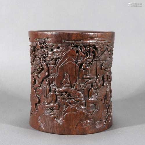 Hard Wood Brush Pot, China