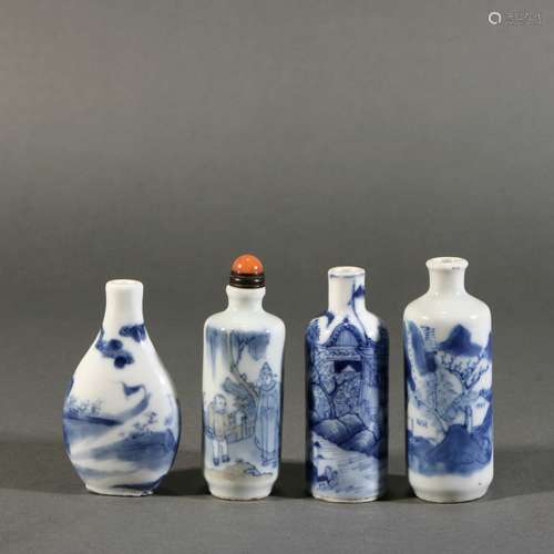 Group Of Blue And White Porcelain Snuff Bottles, China