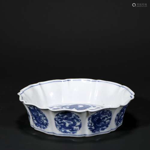Blue And White Porcelain Flower Shaped 
