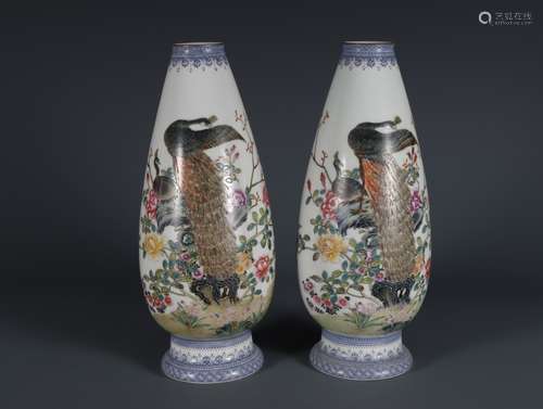 Pair Of Republic Of China (1912-1949) Enamel Color Gold Pain...