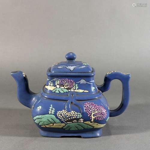 Blue Glaze Porcelain Zisha Teapot, China