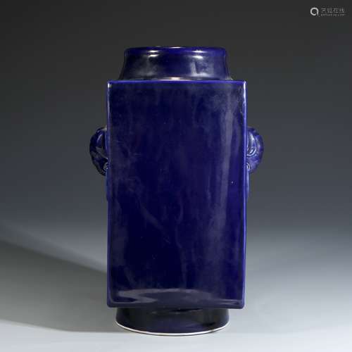 Blue Glaze Porcelain Cong Style Bottle, China