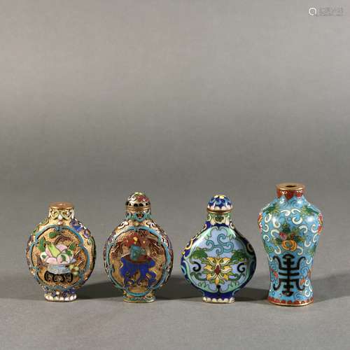 Group Of Cloisonne Snuff Bottles, China