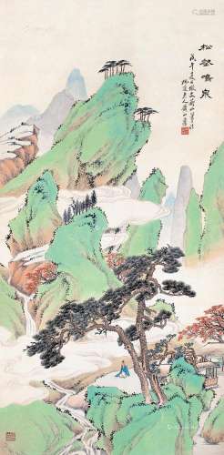 黄山寿（1855～1919） 戊午（1918）年作 松壑鸣泉 立轴 设色纸本