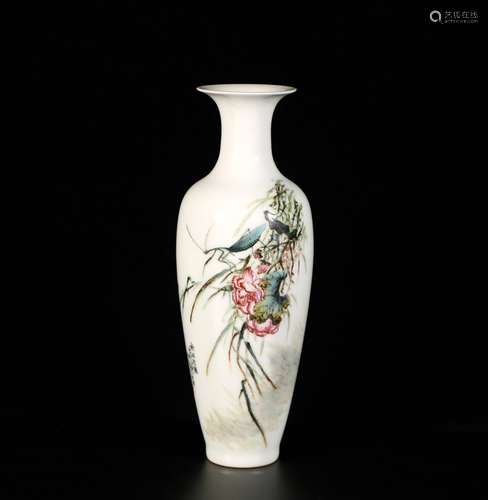 Famille Rose Porcelain Guanyin Bottle, China