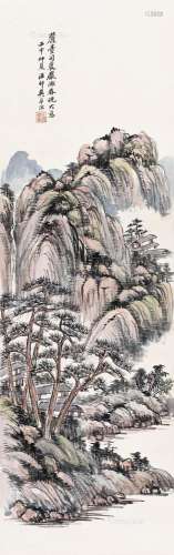 吴子深（1893～1972） 壬申（1932）年作 岩滩春晓 立轴 设色纸本