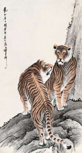 胡郯卿（1865～？） 虎虎生威 立轴 设色纸本