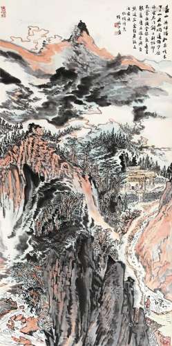 陆俨少（1909～1993） 春山涧道 立轴 设色纸本
