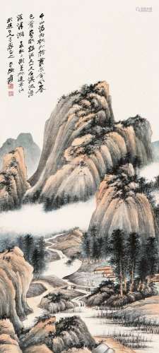 张大千（1899～1983） 丁亥（1947）年作 千山过雨 镜片 设色纸本
