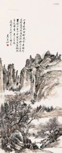 黄宾虹（1865～1955） 溪山访友 立轴 设色纸本