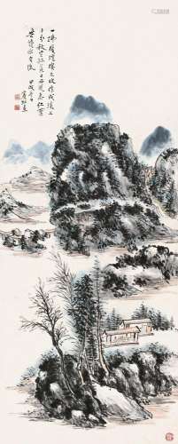 黄宾虹（1865～1955） 甲戌（1934）年作 山中清读 镜片 设色纸本