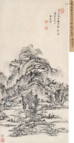 王原祁（1642～1715） 癸未（1703）年作 京口舟次 立轴 水墨纸本