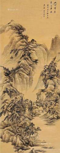 王翚（1632～1717） 癸卯（1663）年作 仿巨然山水 立轴 水墨笺本