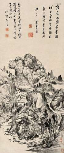 杨文骢（1596～1646） 甲戌（1634）年作 策杖访山 立轴 水墨纸本