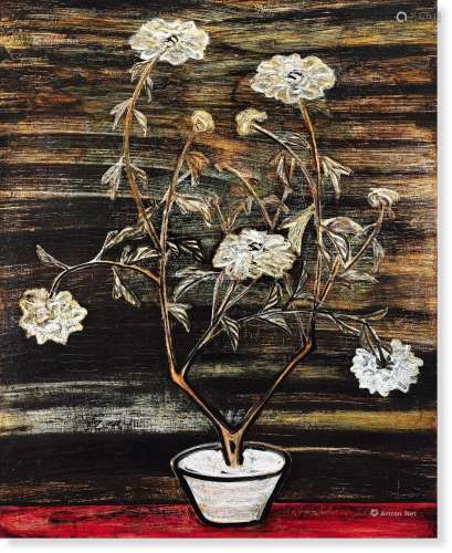 常玉（1895～1966） 白花盆景 限量版画54/168