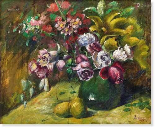 孟光（1921～1996） 1985年作作 盛卉 布面油画
