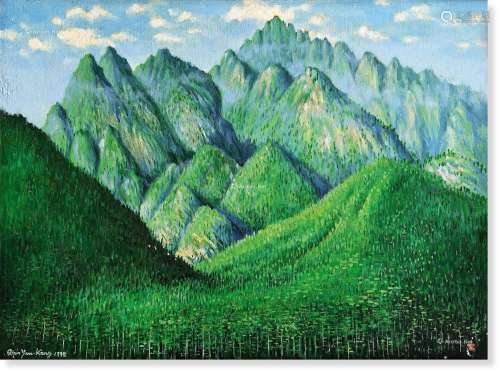 钱延康（1913～1999） 1995年作 苍山叠萃 布面油画