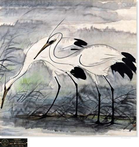 林风眠（1900～1991） 秋江双鹭 纸本设色