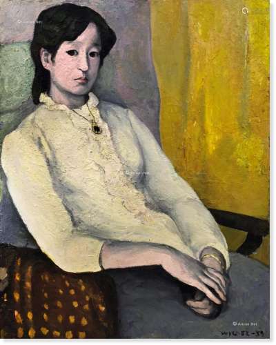 王易罡（b.1961） 1982年作 少女肖像 布面油画