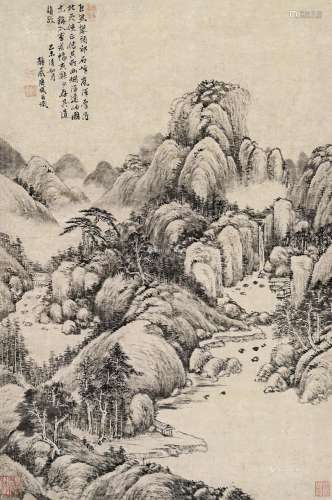 唐岱（1673～1752） 乙未（1715）年作 烟浮远岫 立轴 水墨纸本