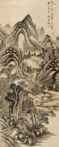 罗牧（1622～1705） 戊辰（1688）年作 青山雨霁 立轴 水墨绢本