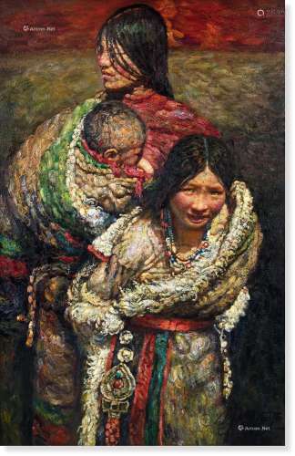 应小杰（b.1958） 西藏人物 布面油画