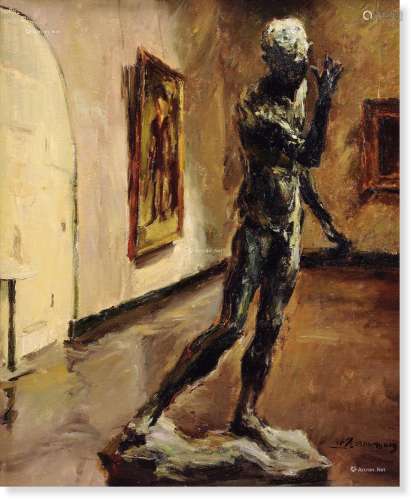 崔小冬（b.1964） 2005年作 美术馆中的罗丹雕塑 布面油画