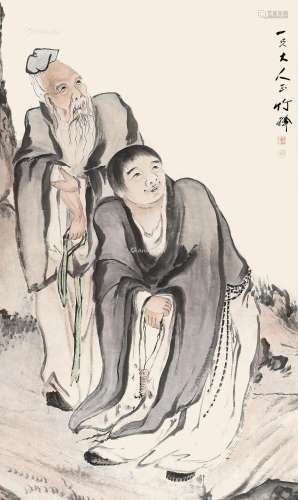 竹禅（1824～1901） 得道图 镜片 设色纸本