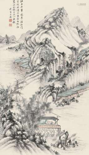 贯名海屋（1778～1863） 临溪赏竹 立轴 设色纸本
