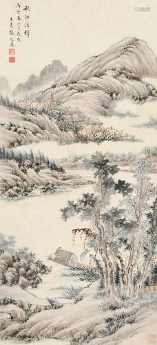 张之万（1811～1897） 丙子（1876）年作 秋江泛棹 立轴 设色纸本