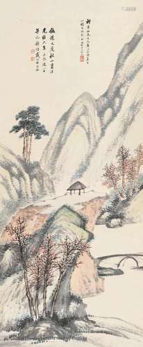 戴以恒（1826～1891） 1880年作 秋山小亭 立轴 设色纸本